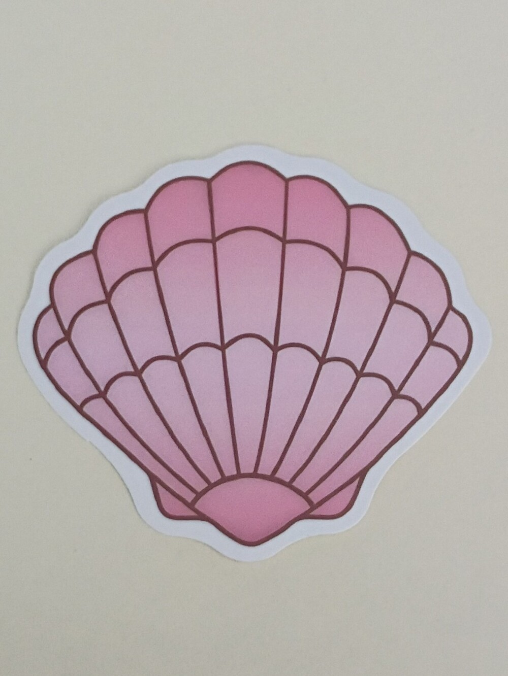 10/$10 Sticker - Pink Summer Seashell With Red Lines Inside